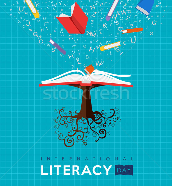 Lume alfabetizare zi carte copac educaţie Imagine de stoc © cienpies