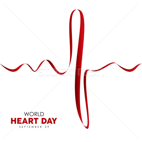 World Heart Day card of red heartbeat line Stock photo © cienpies