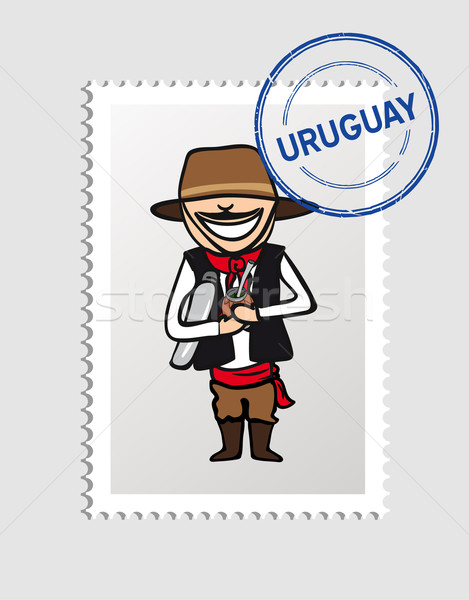 Urugwaj cartoon osoby podróży pieczęć człowiek Zdjęcia stock © cienpies