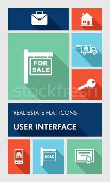 Colorful real estate UI apps user interface flat icons. Stock photo © cienpies