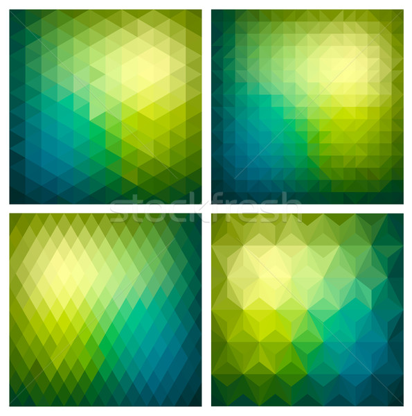 Abstract  geometric green background set Stock photo © cienpies