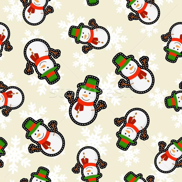 Christmas snowman patch icon pattern background Stock photo © cienpies