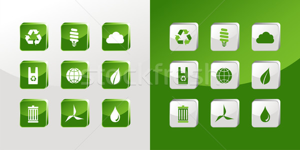 Go Green icons glass Stock photo © cienpies