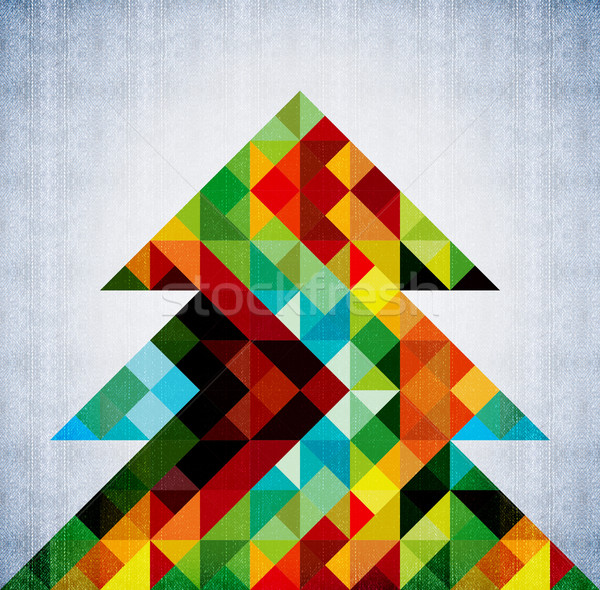 Weihnachtsbaum Hipster Farbe Design trendy geometrischen Stock foto © cienpies