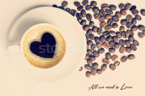 Vintage cup of coffee love concept composition Stock photo © cienpies