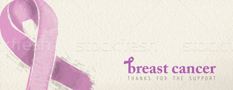 Breast cancer banner with support text and ribbon Stock photo © cienpies