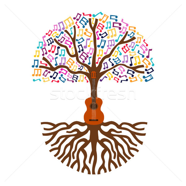 Gitara drzewo żyć muzyki charakter ilustracja Zdjęcia stock © cienpies