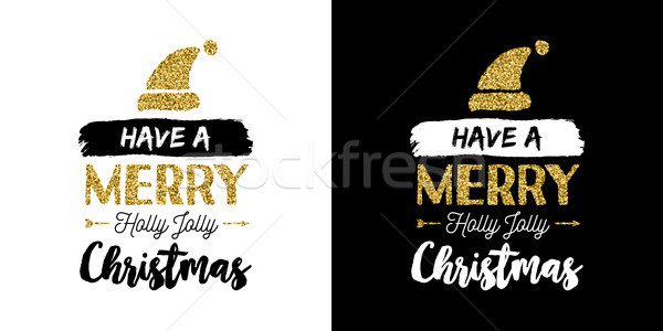 Christmas gold glitter hand drawn holiday quote  Stock photo © cienpies