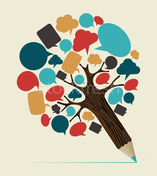 Social media concept pencil tree Stock photo © cienpies