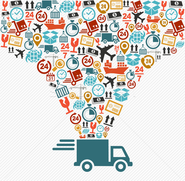 Shipping icons set Fast delivery truck concept illustration. Stock photo © cienpies