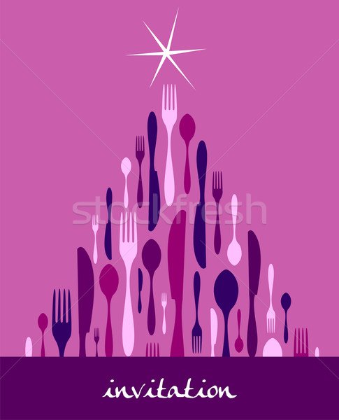Noel ağacı çatal bıçak takımı dizayn çatal kaşık bıçak Stok fotoğraf © cienpies