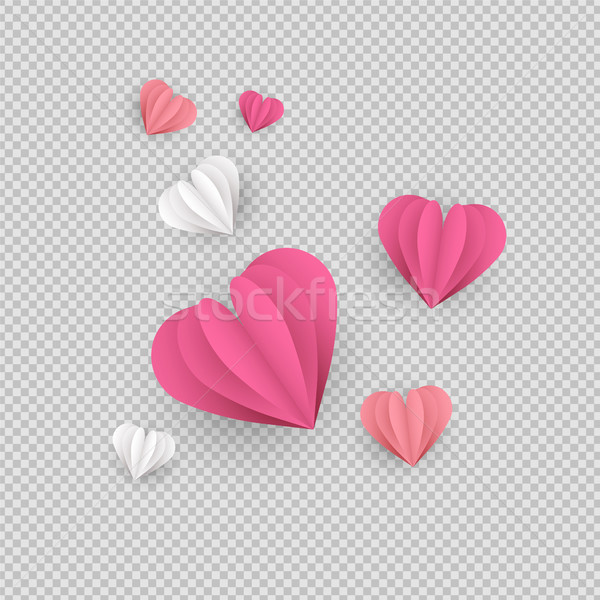 ストックフォト: 紙 · 心臓の形態 · 要素 · 孤立した · ピンク · 心