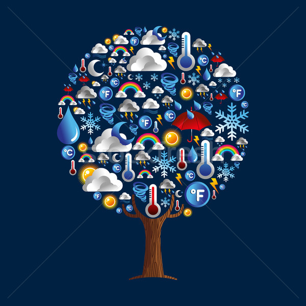 Stock photo: Weather tree icon concept for season climate