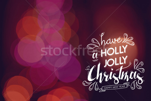Merry christmas new year cute doodle bokeh card Stock photo © cienpies