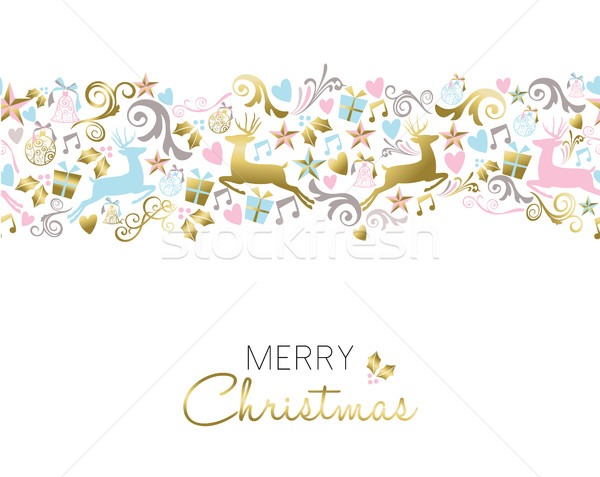 Christmas decoration and ornament pattern in gold Stock photo © cienpies