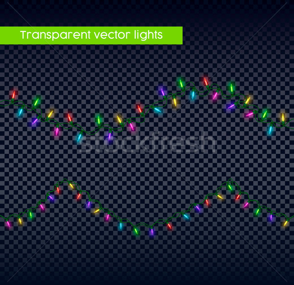 Stock photo: Christmas light set on transparent background