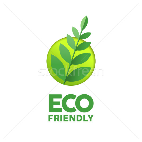 Respectueux de l'environnement papier coupé feuille citer vert Photo stock © cienpies