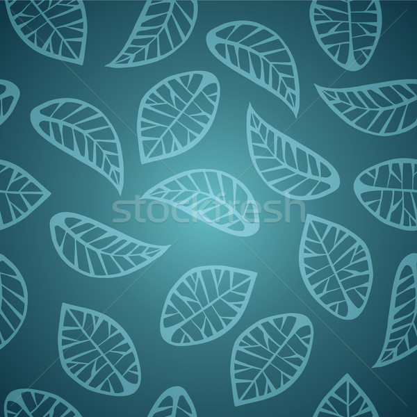 Elegant blue leaves seamless pattern Stock photo © cienpies