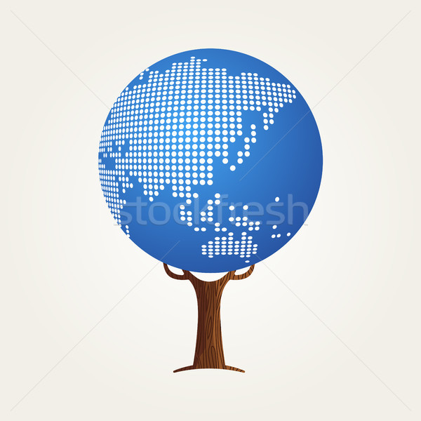 Asia mappa del mondo comunicazione globale albero illustrazione internet Foto d'archivio © cienpies