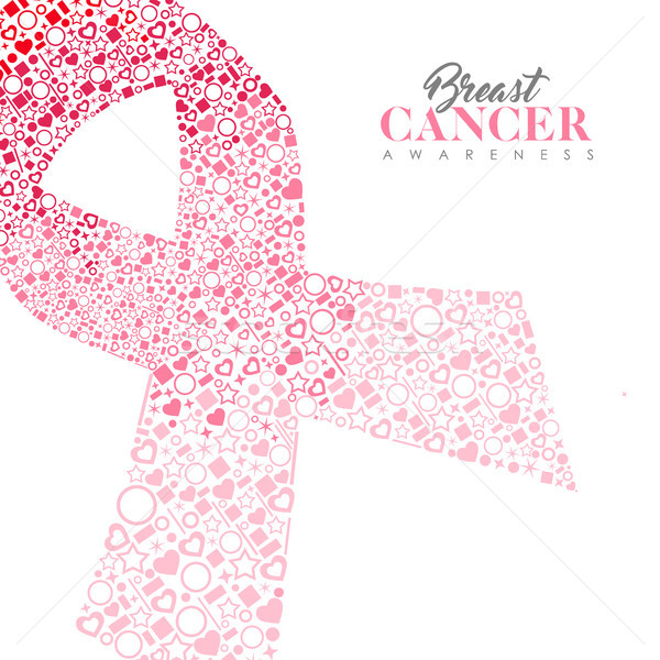 Breast Cancer Care card of pink ribbon icon shape  Stock photo © cienpies