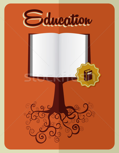 Modny edukacji drzewo plakat retro książki Zdjęcia stock © cienpies
