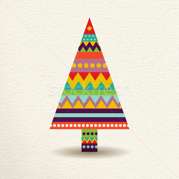 [[stock_photo]]: Arbre · de · noël · coloré · géométrique · art · style · joyeux