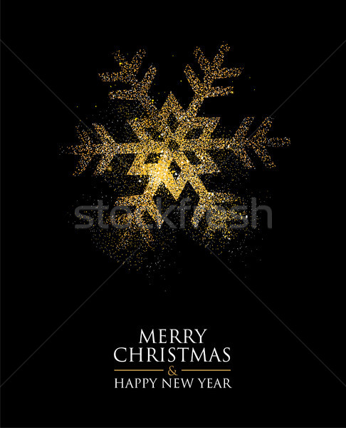 Stock photo: Christmas and new year gold glitter snowflake card