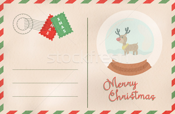 Merry Christmas retro snow globe holiday postcard Stock photo © cienpies