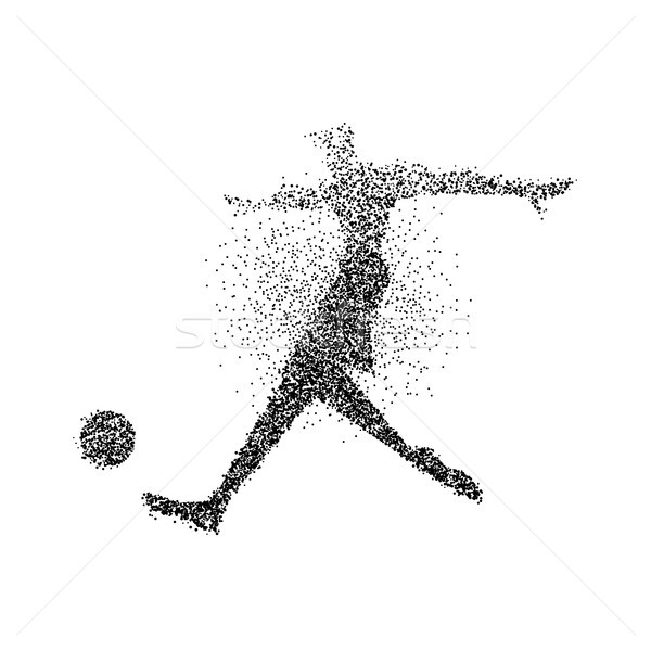 Footballeur particules Splash affiche silhouette noir [[stock_photo]] © cienpies