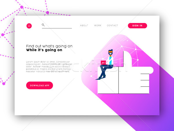 Social network app landing page for internet site Stock photo © cienpies