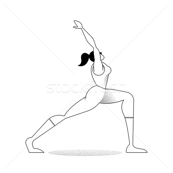 Girl doing yoga pose silhouette outline  Stock photo © cienpies