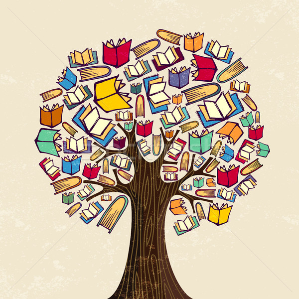 [[stock_photo]]: Livre · arbre · éducation · illustration · icônes