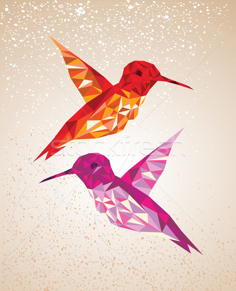 Colorful humming birds illustration. Stock photo © cienpies