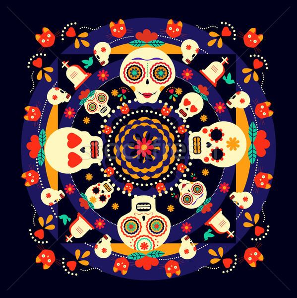 Day of the dead sugar skull holiday background Stock photo © cienpies