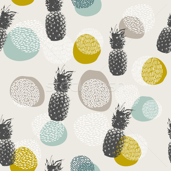 Summer pineapple background with boho decoration Stock photo © cienpies