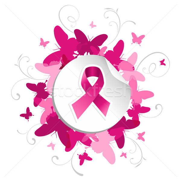 Vlinder borstkanker bewustzijn sticker voorjaar Stockfoto © cienpies