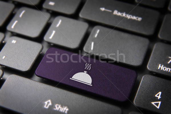 Paars plaat toetsenbord sleutel voedsel Stockfoto © cienpies