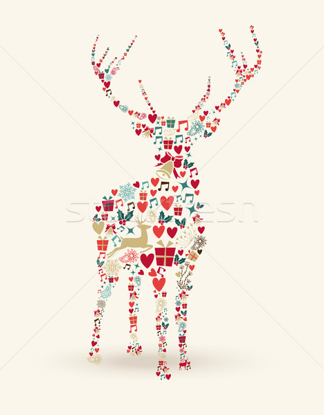 Сток-фото: веселый · Рождества · оленей · иллюстрация · праздник · цветами