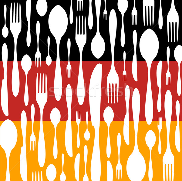 German Cuisine: Cutlery pattern on the country flag Stock photo © cienpies