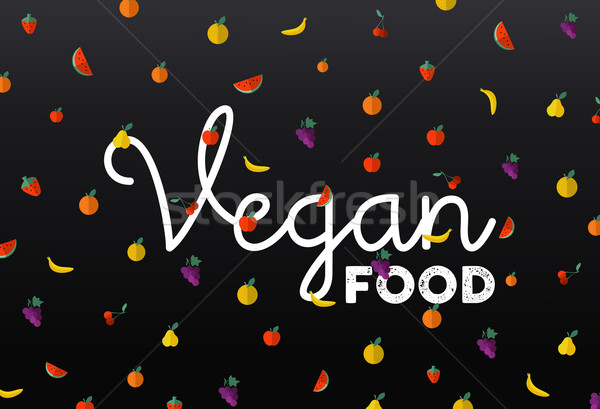 Fruit icons with vegan food text label design Stock photo © cienpies