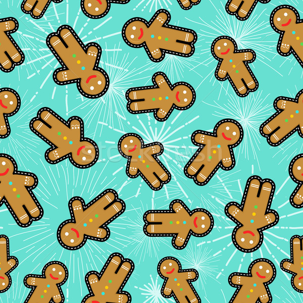 Christmas gingerbread man patch icon pattern Stock photo © cienpies