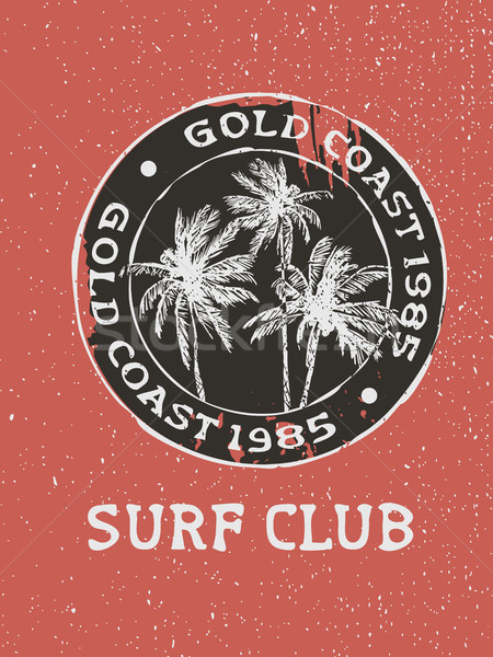 Surfen Club Surfer Stempel Hand gezeichnet Palmen Stock foto © cienpies