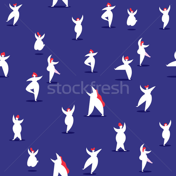 Curvy women doodle seamless pattern art Stock photo © cienpies