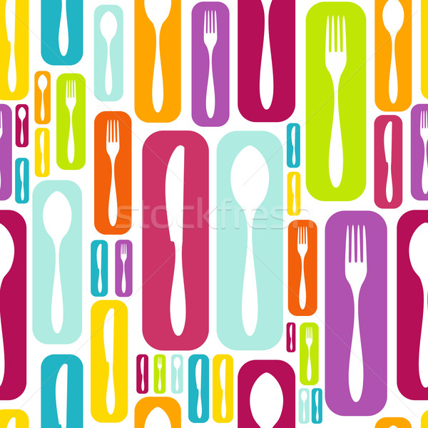 Cutlery silhouette icons pattern background  Stock photo © cienpies