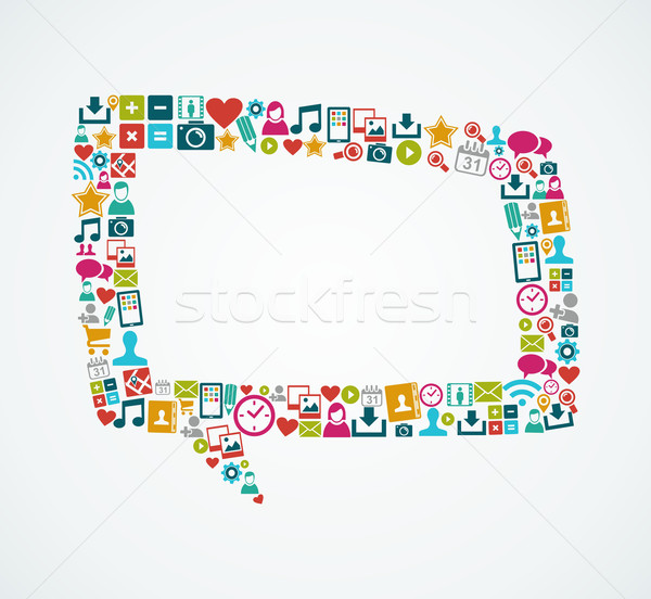 Social media icons isolated speech bubble EPS10 file. Stock photo © cienpies