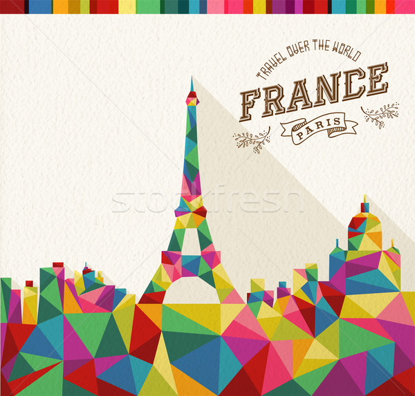 Stock photo: Travel France polygonal skyline