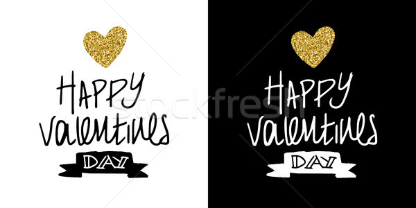 Gold glitter valentines day greeting card quote Stock photo © cienpies