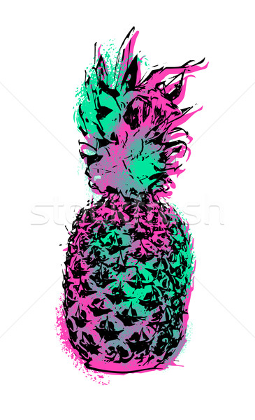 Pineapple fruit color art design for summer Stock photo © cienpies