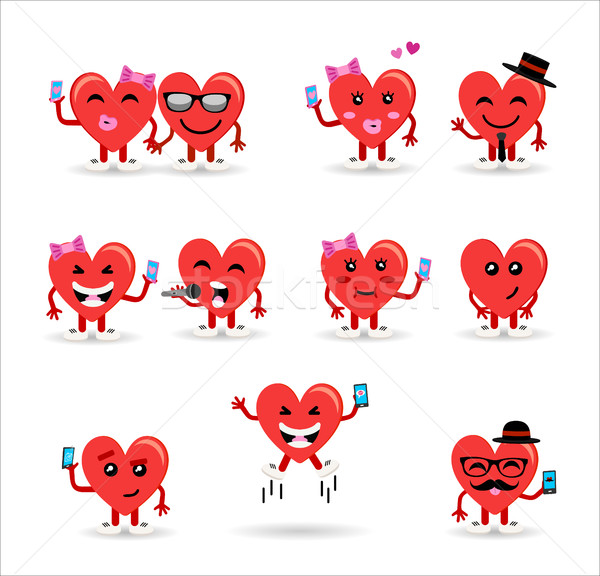 Valentines day couple heart emoji set Stock photo © cienpies