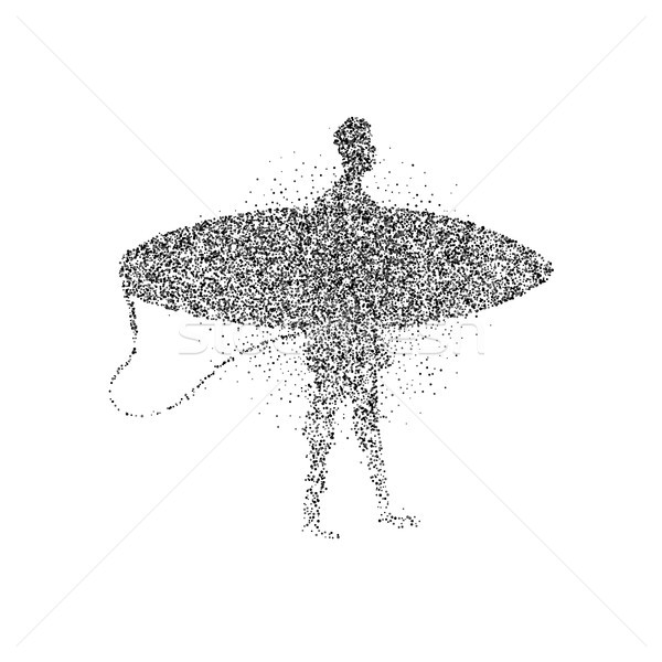 Szörfös férfi sziluett részecske por poszter Stock fotó © cienpies